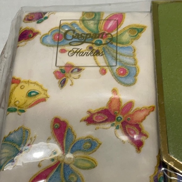 Caspari Hankie Trio Gift Set Butterfly Pattern With Hankie Wallet - Picture 2 of 4